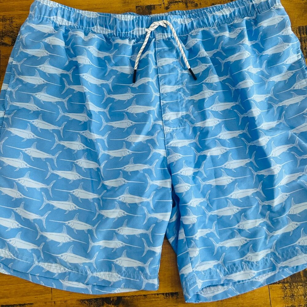 Swim Trunks, Blue, Marlin, Size L, Ocean & Coast
